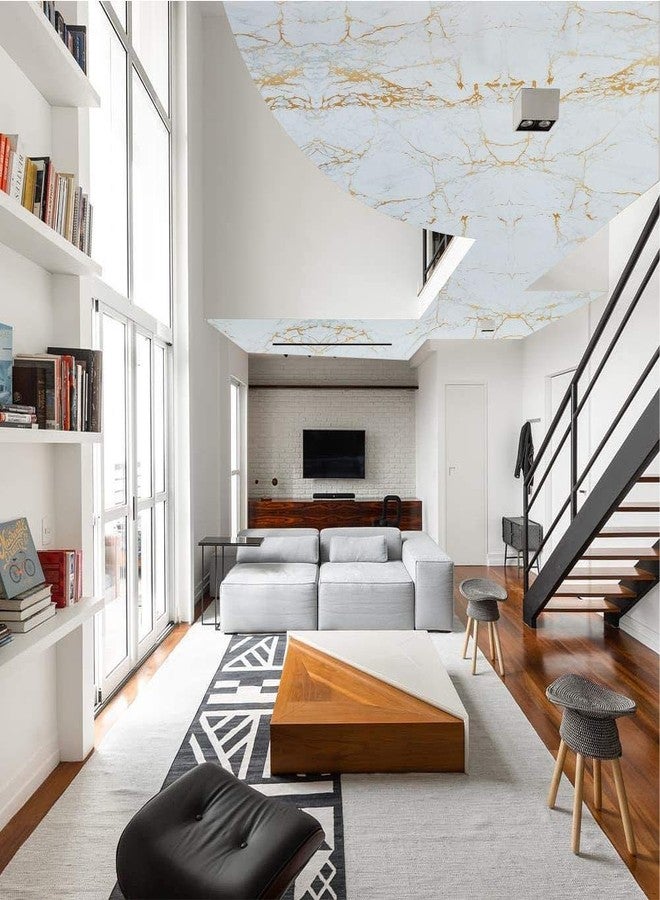 ويسدم ورق جدران رخامي من WISDOM، ورق لاصق ذاتي، ورق جدران سهل اللصق، ورق جدران جرانيت للمطبخ، ورق جدران مقاوم للماء، ورق جدران قابل للإزالة للحمام (رخام أبيض ذهبي، 12 بوصة × 80 بوصة) - Image 3